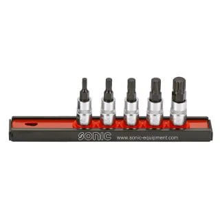 Bit socket set triple square 1/4" on rail 5-pcs.