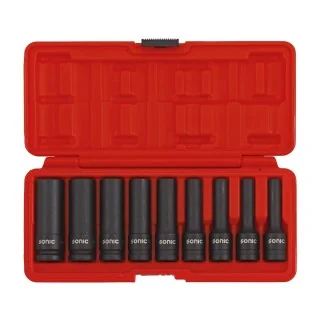 Impact socket set 1/2" TX-E on rail 9-pcs.