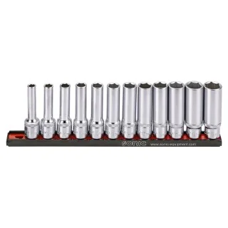 Flank socket set 1/2" deep on rail 12-pcs.