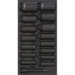 Impact deep socket set 1/2" SFS-S 16-pcs.