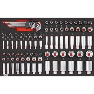 Socket set 1/4", 3/8" and 1/2" 12 pt. SFS-M SAE 100-pcs.