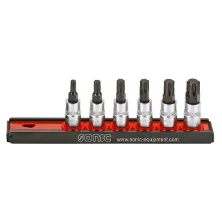Bit socket set ribe 1/4" on rail 6-pcs.