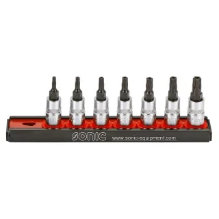 Bit socket set 1/4" TX 5-point on rail 7-pcs.