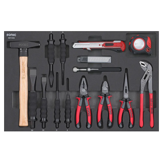 Pliers, chisel and hammer set SFS-M 14-pcs.