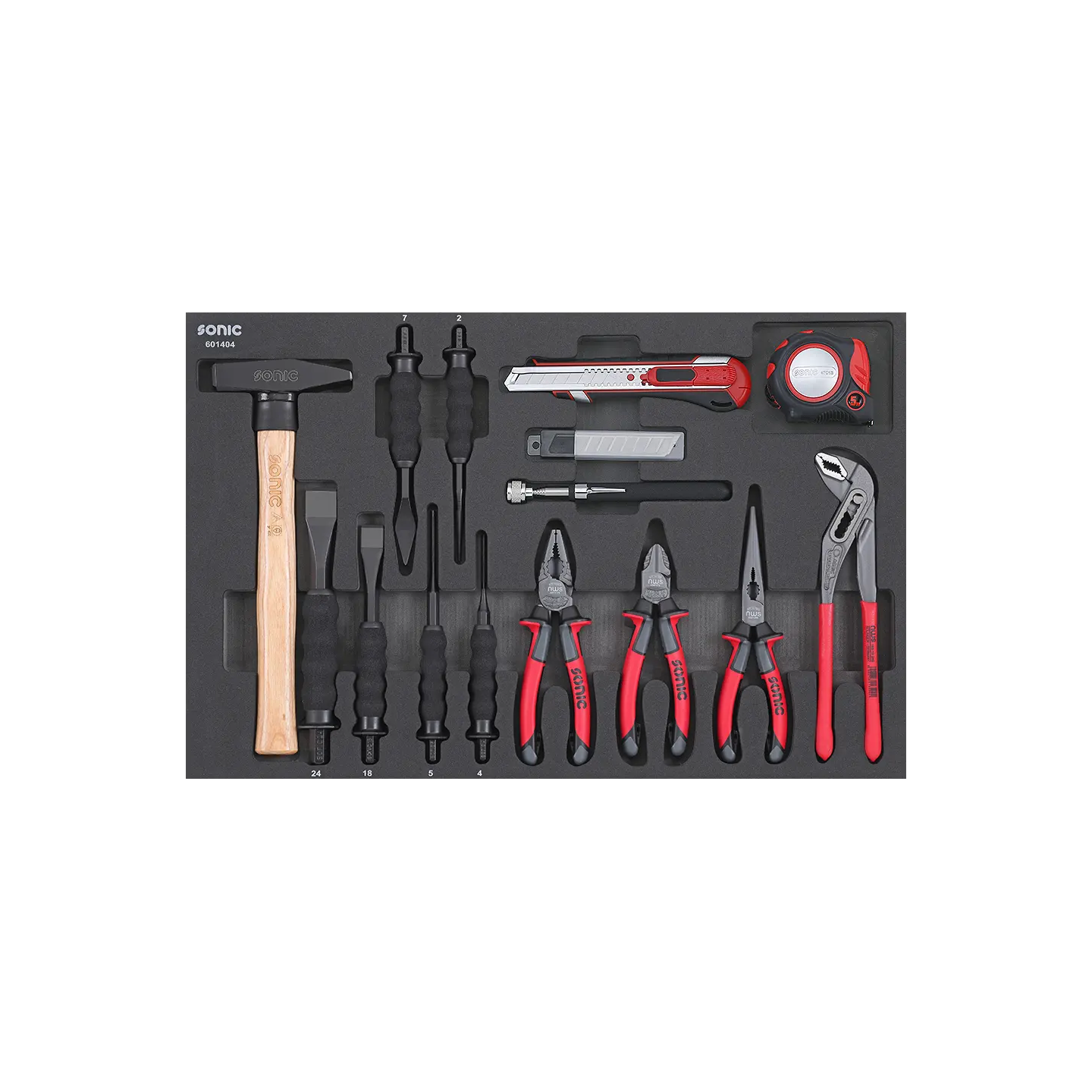 Pliers, chisel and hammer set SFS-M 14-pcs.