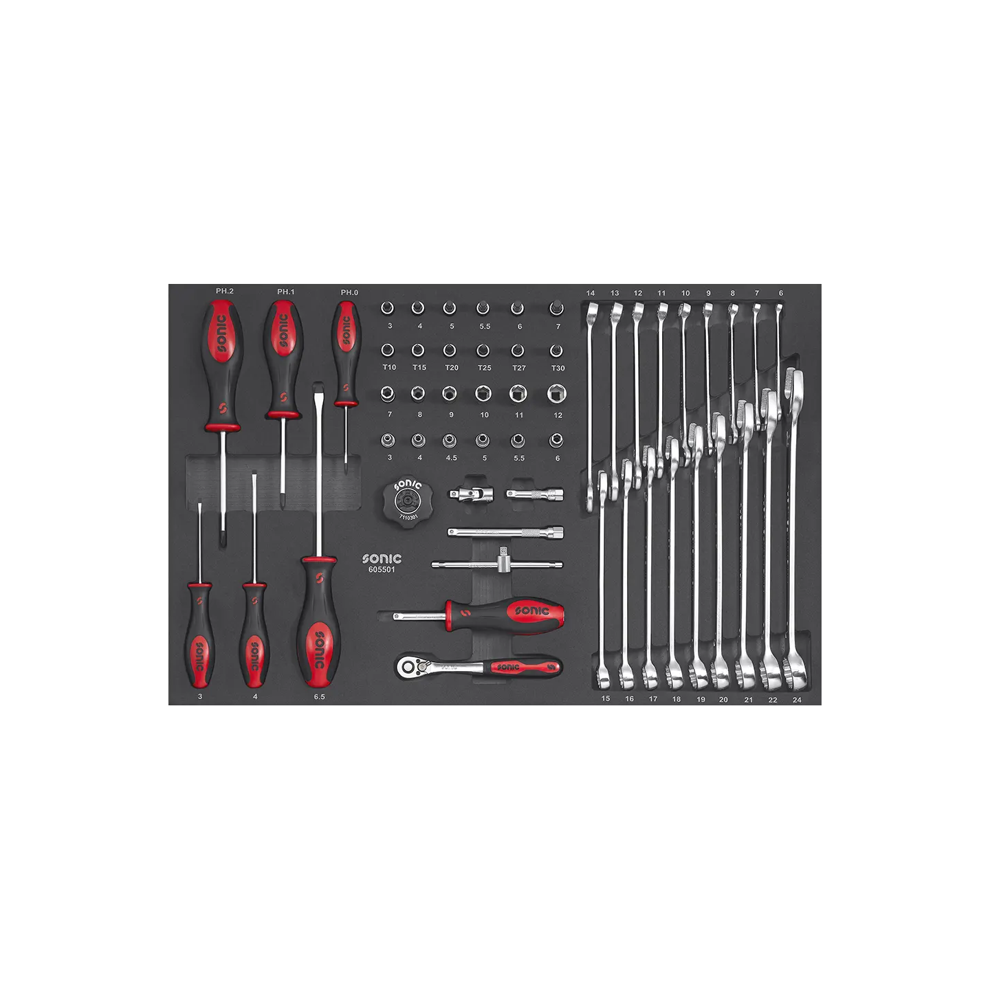 Combination and wrench set 1/4" SFS-M 55-pcs.