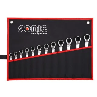 Reversible ratcheting wrench set 12-point in pouch 12-pcs.