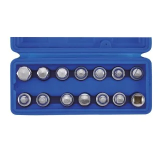Drain plug key set 3/8" 14-pcs.