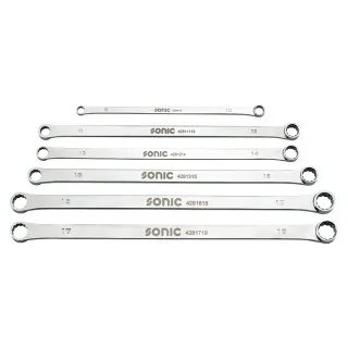 Double ring spanner exra long in pouch 6-pcs.
