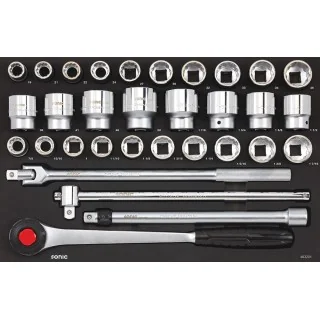 Socket set 3/4" SFS-M metric and SAE 32-pcs.