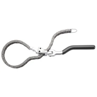 Hinged chain wrench for oil filters
