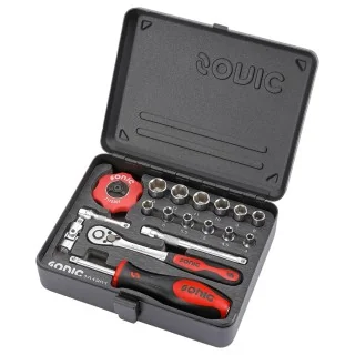 Socket set 1/4'', in metal case 18-pcs