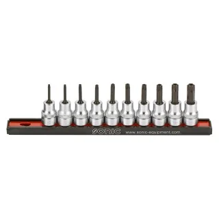 Bit socket 3/8" TX tamperproof on rail 10-pcs.