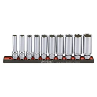 Flank socket 3/8" 6-point deep on rail 10-pcs.