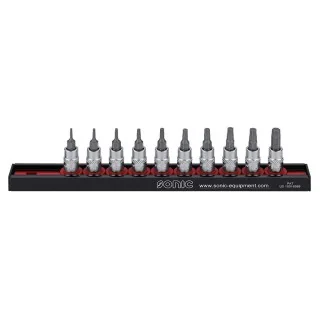 Bit socket set 1/4" TX Plus on rail 10-pcs.